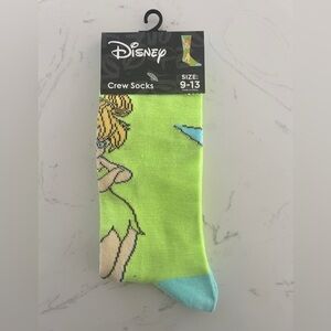 Disney Tinker Bell Crew Socks - Size 9-13, Unisex - NWT